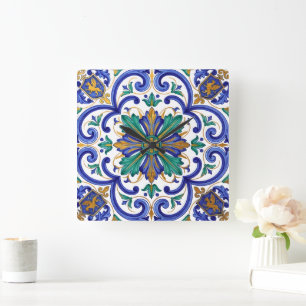 Majestic Majolica baroque Italian  Square Wall Clock