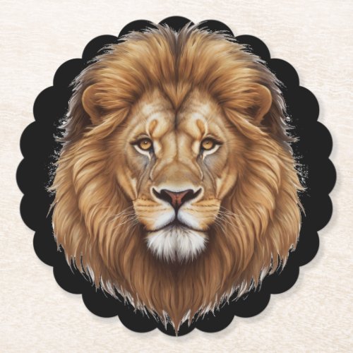 Majestic Male Lion Big Cat Man Cave Paper Coaster