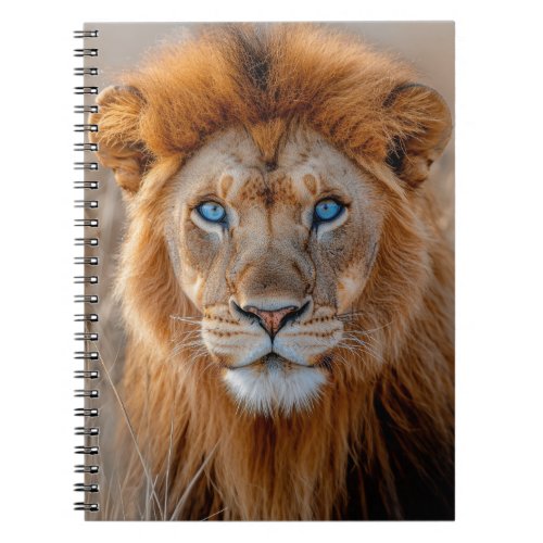 Majestic Male Lion with Glowing Blue Eyes Notebook