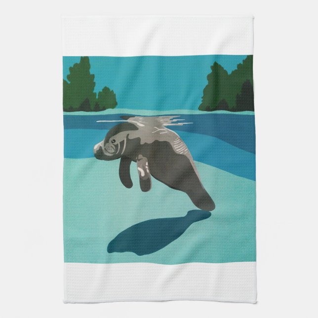 Majestic Manatee Kitchen Towel (Vertical)