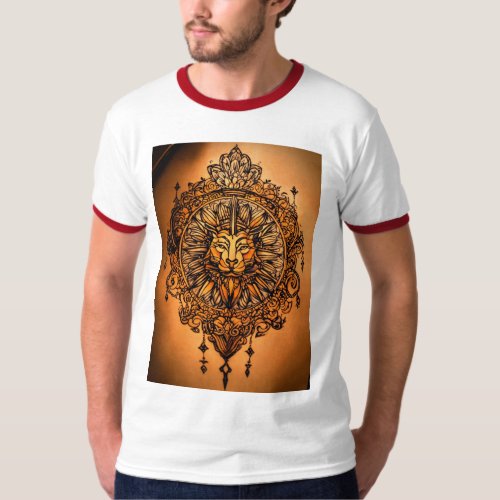 Majestic Mane Tattoo Lion  T_Shirt