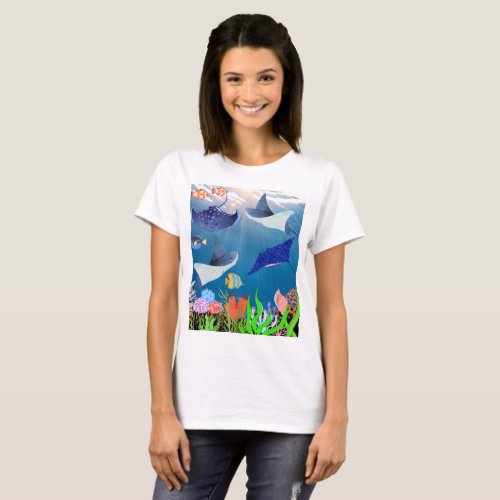 Majestic Mantas And Corals Reef Oceanic Wonder T_Shirt
