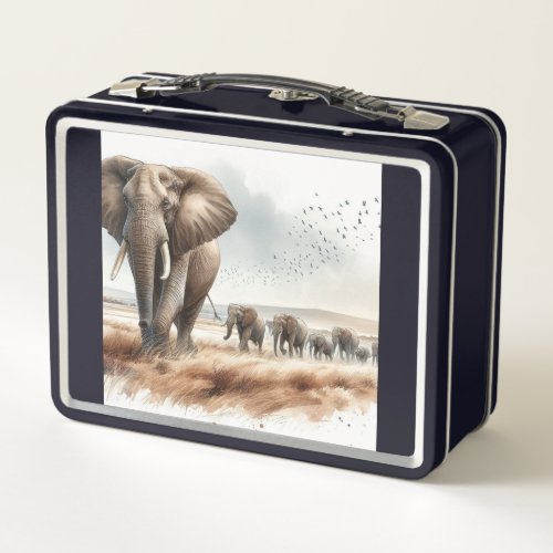 Majestic March of the Elephants Metal Lunch Box