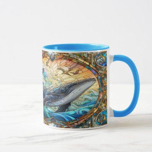 Majestic Marine Mosaic A Stained Glass Whale Mug