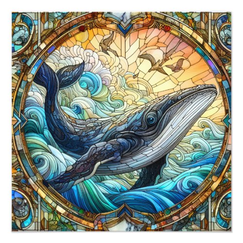 Majestic Marine Mosaic A Stained Glass Whale Photo Print