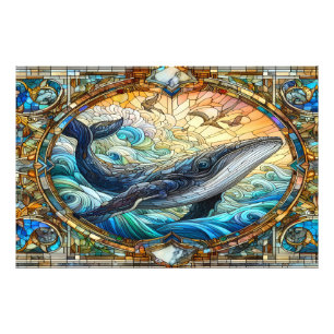 Majestic Marine Mosaic A Stained Glass Whale Photo Print