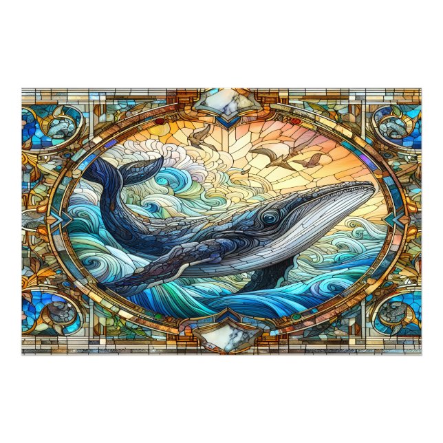 Majestic Marine Mosaic A Stained Glass Whale Photo Print (Front)