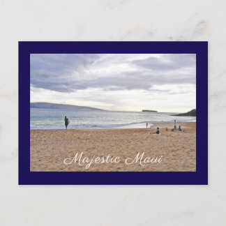 "Majestic Maui"/PEOPLE ON BEACH WAITING FOR SUNSET Postcard