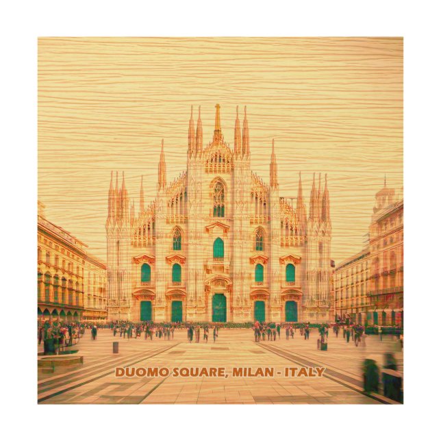 Majestic Milan Duomo on Wood Wall Art (Front)
