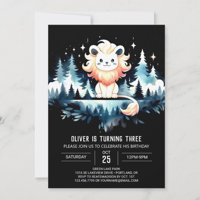 Majestic Minimalist Lion Birthday Invitation (Front)