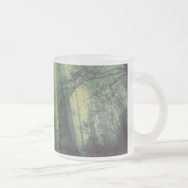 Majestic Misty Forest Frosted Glass Coffee Mug (Right)