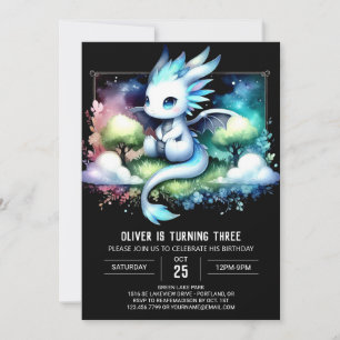 Majestic Modern Dragon Birthday  Invitation