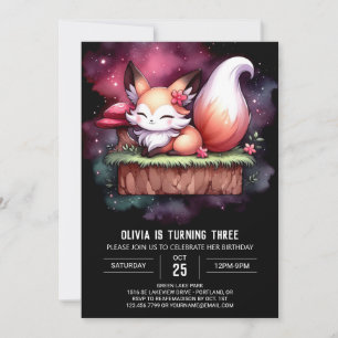 Majestic Modern Fox Birthday digital  Invitation