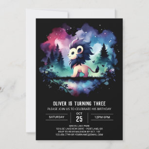 Majestic Modern Lion Birthday  Invitation