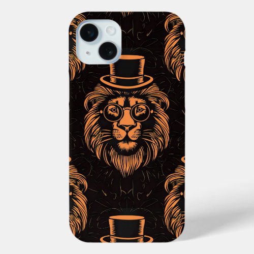 Majestic Monarch Lion in a Top Hat iPhone 15 Plus Case