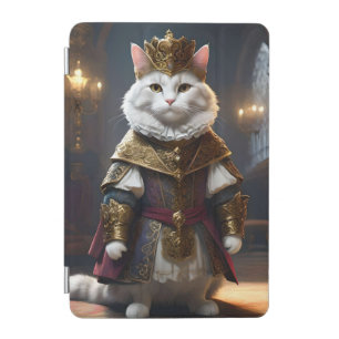 "Majestic Monarch: The Regal White Cat in Robes" iPad Mini Cover
