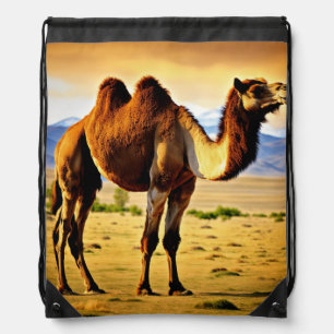 Majestic Mongolian Bactrian Camel in 8K Ultra HD Drawstring Bag