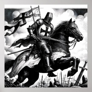 Majestic Monochrome Medieval Knight Poster
