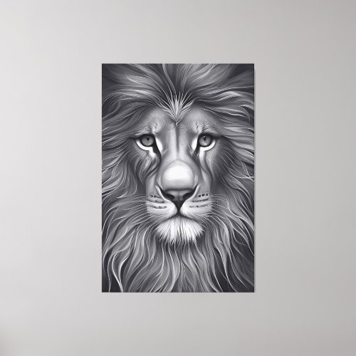Majestic Monochrome The Lions Captivating Gaze Canvas Print