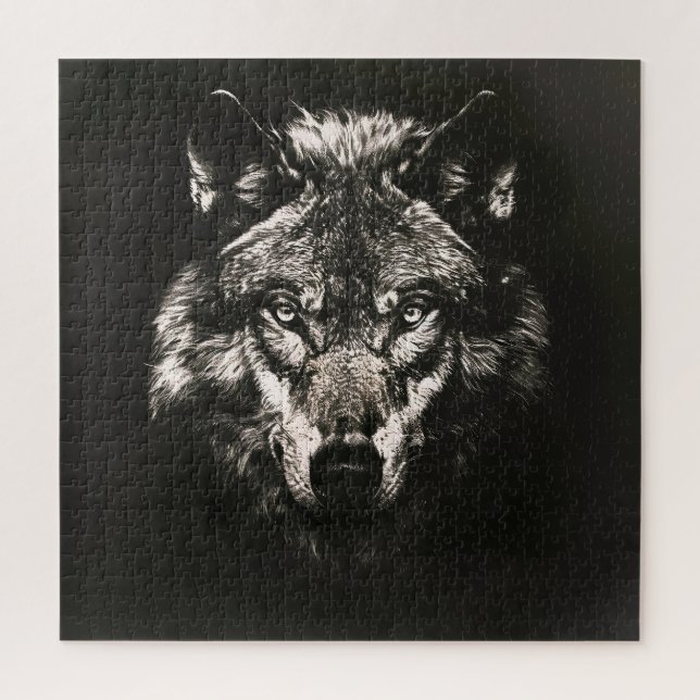 Majestic Monochrome Wild Wolf Jigsaw Puzzle (Vertical)