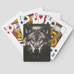 Majestic Monochrome Wild Wolf Poker Cards