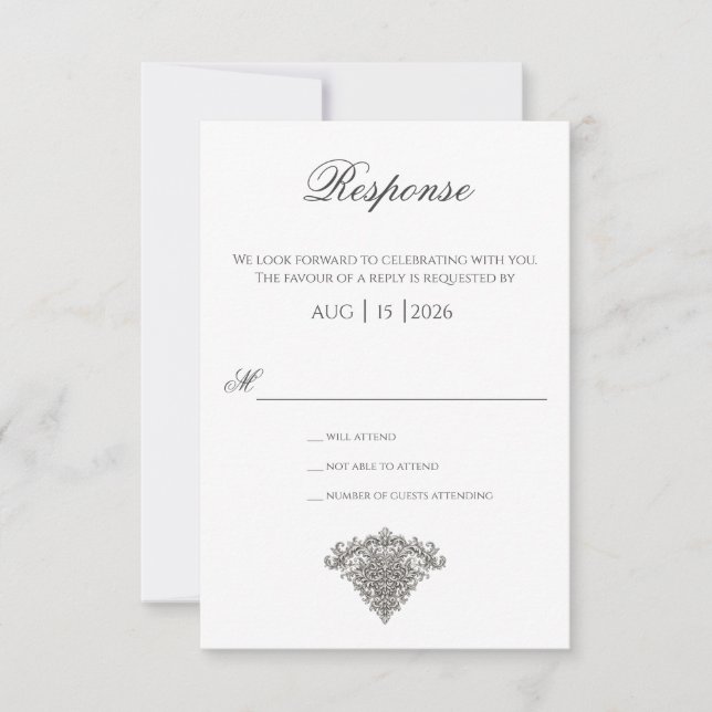 Majestic Monogram Crest RSVP Card (Front)