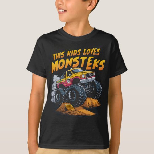 Majestic Monster Truck Conquering Dirt Mountain T_Shirt