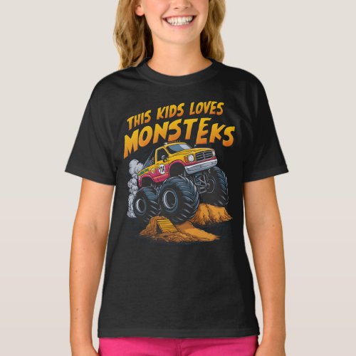 Majestic Monster Truck Conquering Dirt Mountain T_Shirt