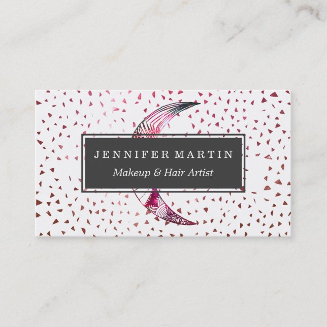 Majestic Moon Hand Drawn Nebula Abstract Stars Business Card (Front)
