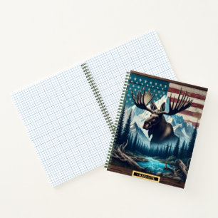 Majestic moose against a serene alpine backdrop notebook