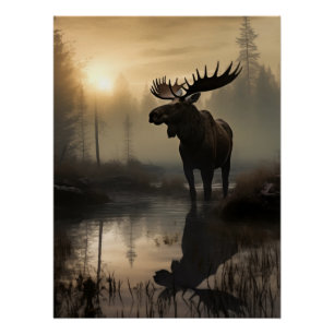 Majestic Moose at Dawn Poster
