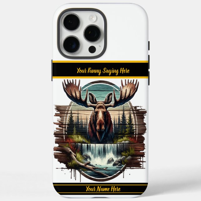Majestic moose by a serene waterfall at dawn Case-Mate iPhone case (Back)