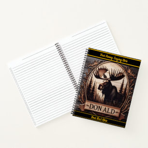 Majestic moose carved into rustic cabin decor notebook