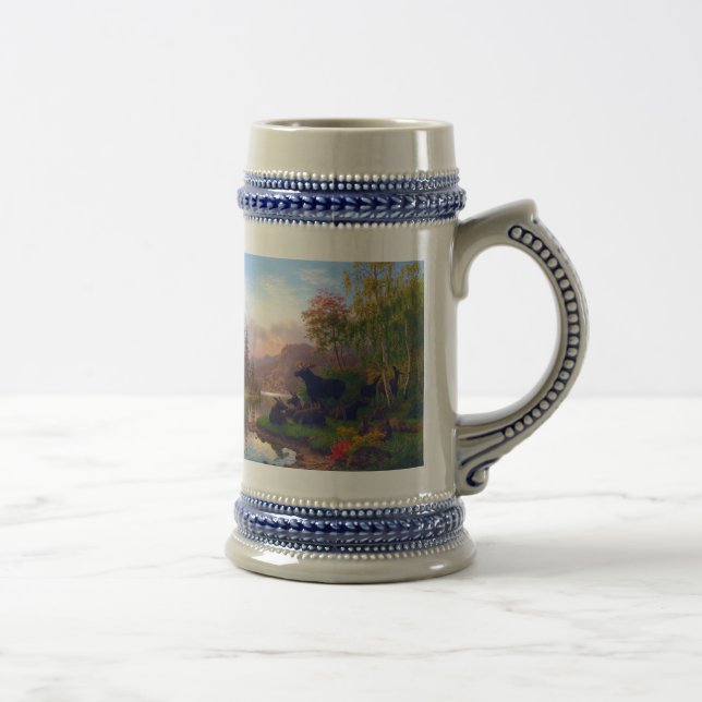Majestic Moose in a Swedish Autumn Landscape Camp  Beer Stein (Right)