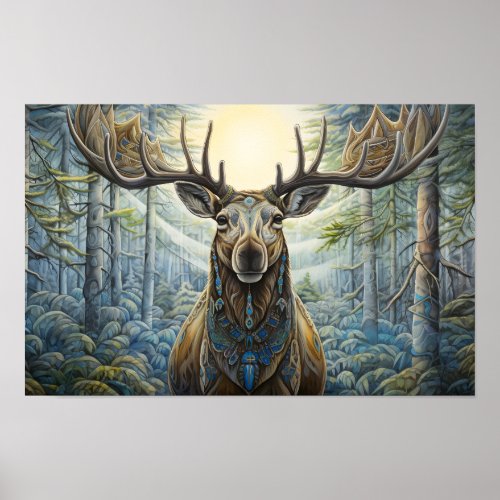 Majestic Moose In The Woods Poster