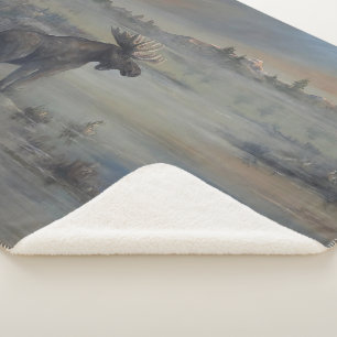 Majestic Moose Sherpa Blanket