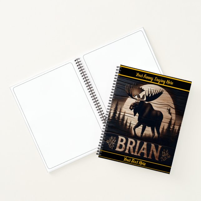 Majestic moose standing under a moonlit sky notebook (Inside)