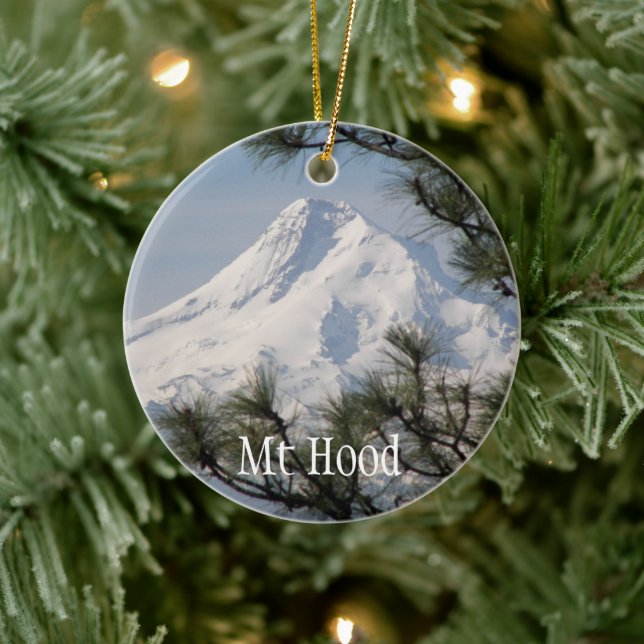 Majestic Mount Hood Holiday Ceramic Ornament (Tree)