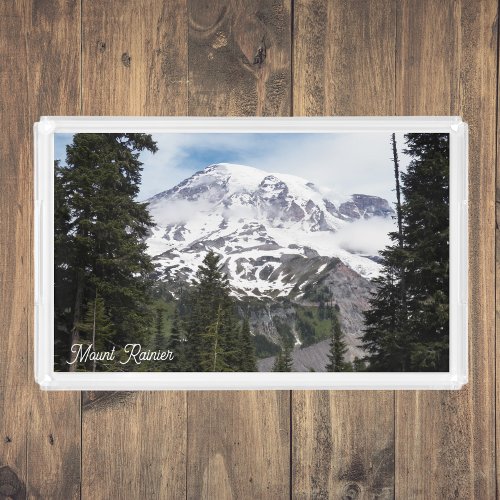 Majestic Mount Rainier Landscape Acrylic Tray