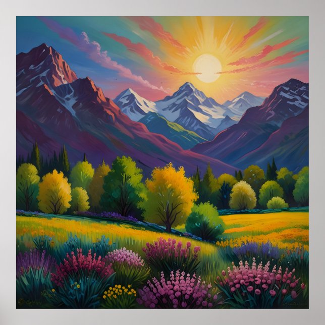 Majestic mountain artwork poster (Front)