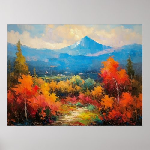 Majestic Mountain Autumn Japanese Fine Art Poster