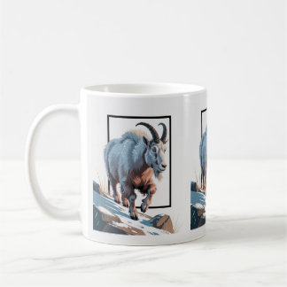 Majestic Mountain Goat 3D Frame Illustration Coffee Mug