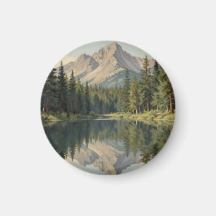 Majestic Mountain Lake Reflection Magnet