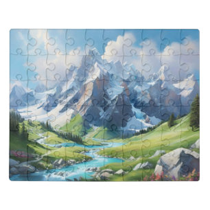 Majestic Mountain Landscape Alpine Scenery Jigsaw Puzzle