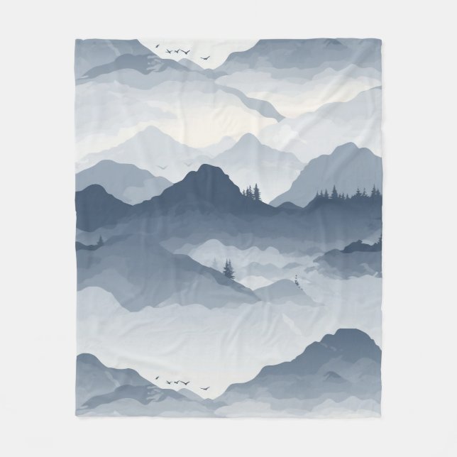Majestic Mountain Landscape Fleece Blanket (Front)