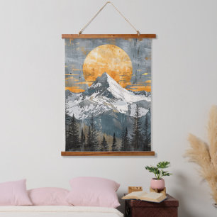 Majestic Mountain Landscape - Rustic Nature Hanging Tapestry
