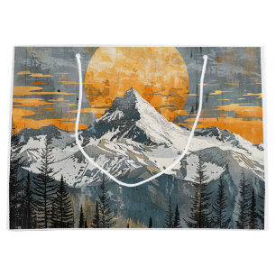 Majestic Mountain Landscape - Rustic Nature Large Gift Bag