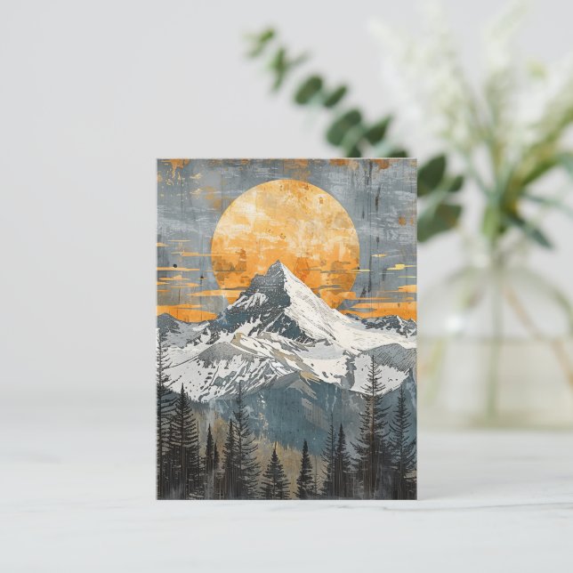 Majestic Mountain Landscape - Rustic Nature Postcard (Standing Front)