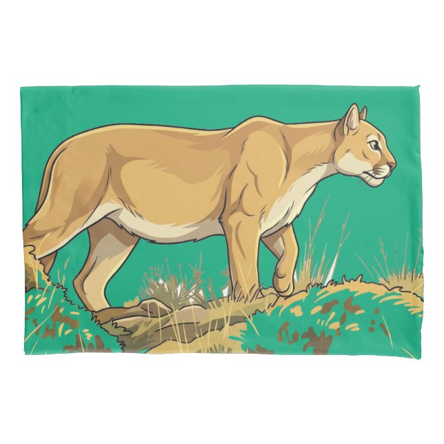 Majestic Mountain Lion Night Prowl Pillow Case (Front)