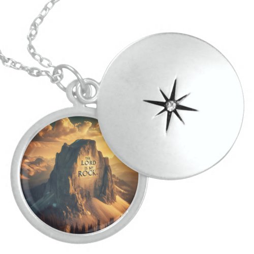 Majestic Mountain The Lord Is My Rock Locket Necklace